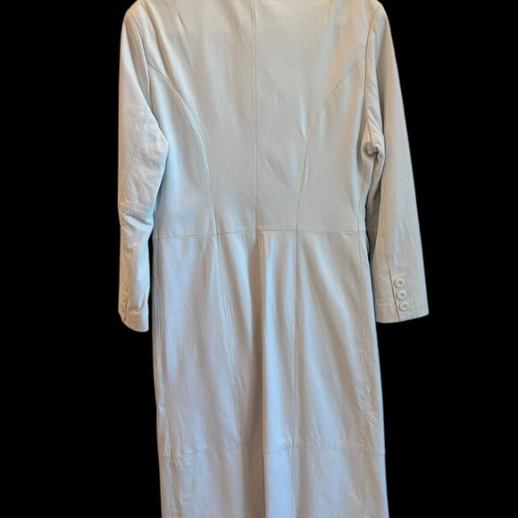 VTG 90s Wilsons Leather Maxima White Leather Long Duster Maxi Coat Medium NWOT - Picture 9 of 10